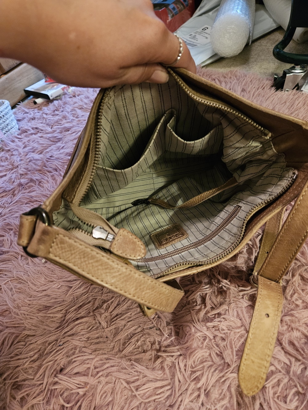 Frye☆Leather Crossbody Bag in Tan - Picture 8 of 15